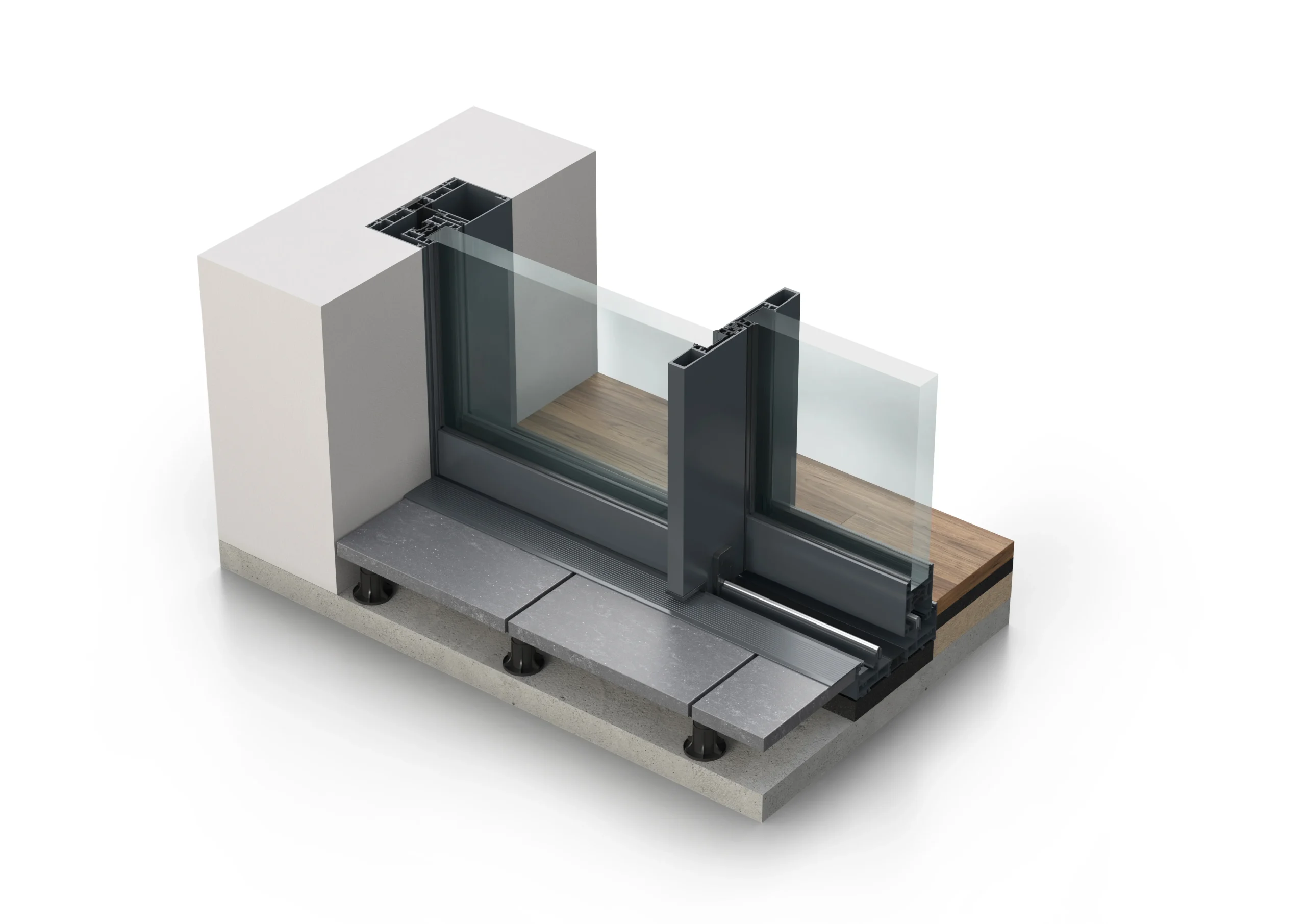Infineo Sliding Door - Cross section - XX FLAT (white background)